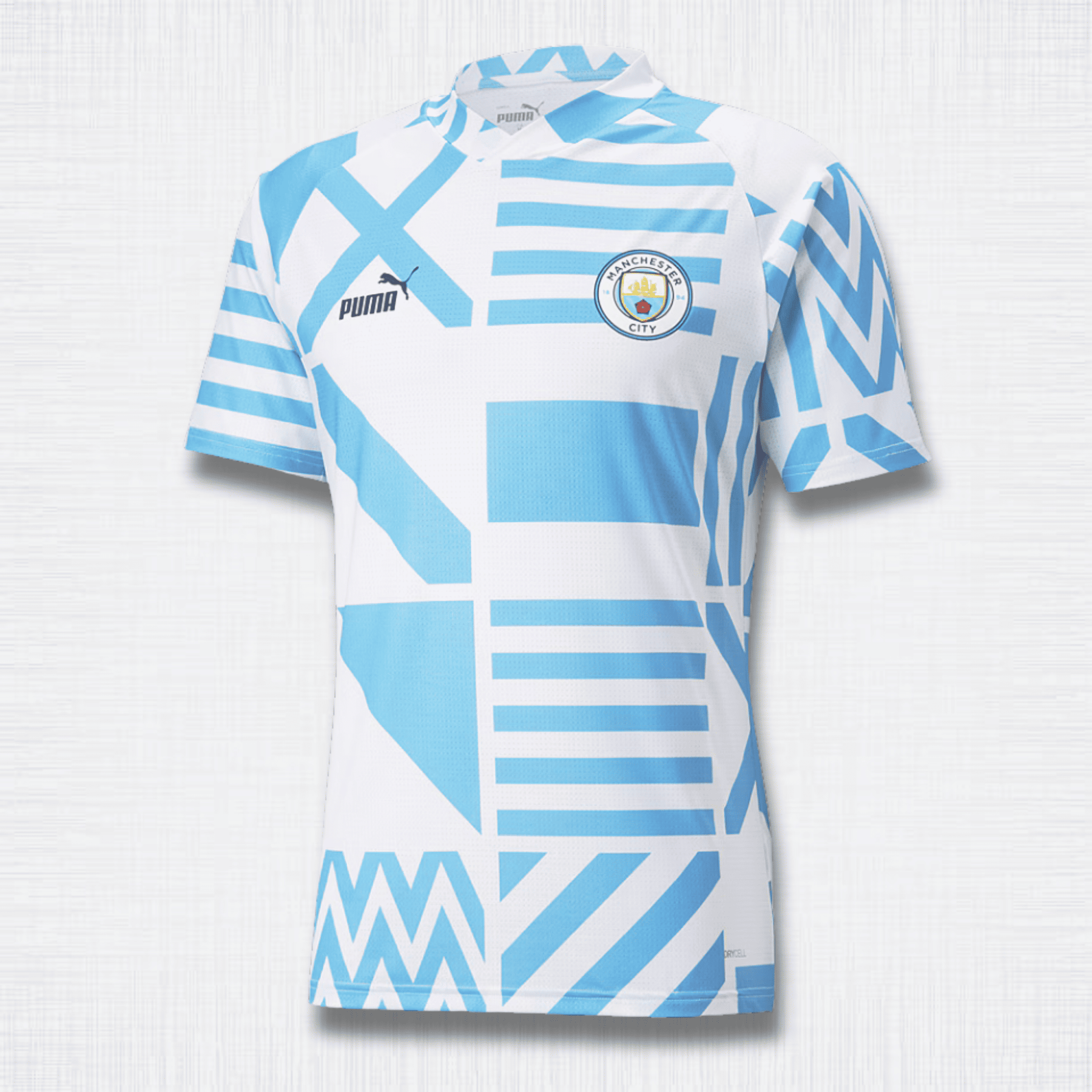 Camisa Manchester City 22/23 – Pré-Jogo Azul e Branco