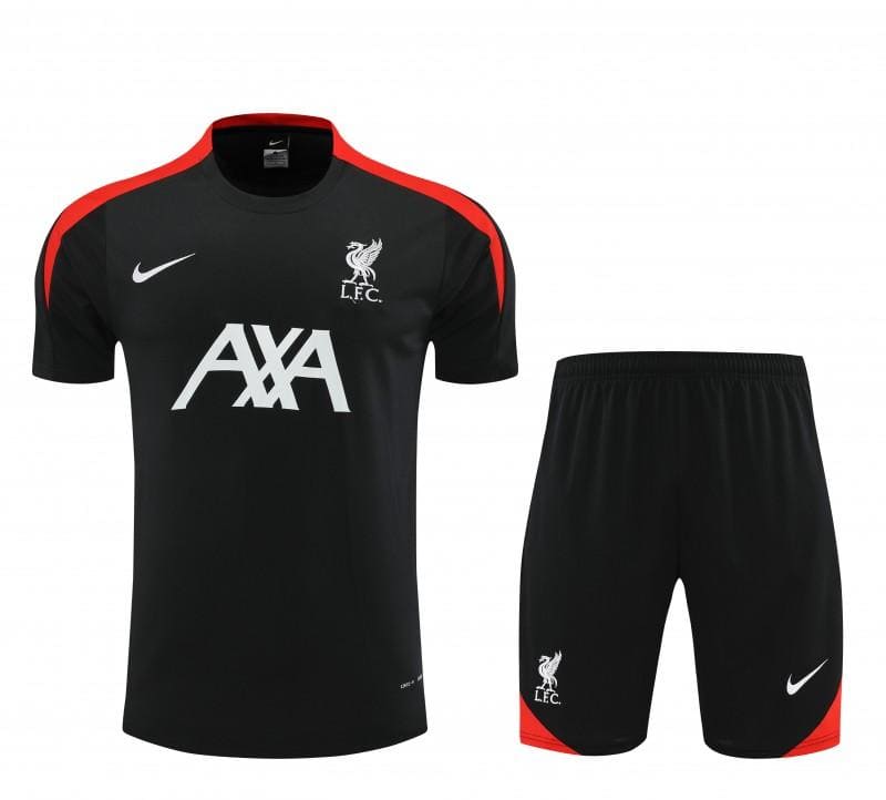 Conjunto Liverpool 24/25 – Preto Manga Curta (Camisa + Shorts)