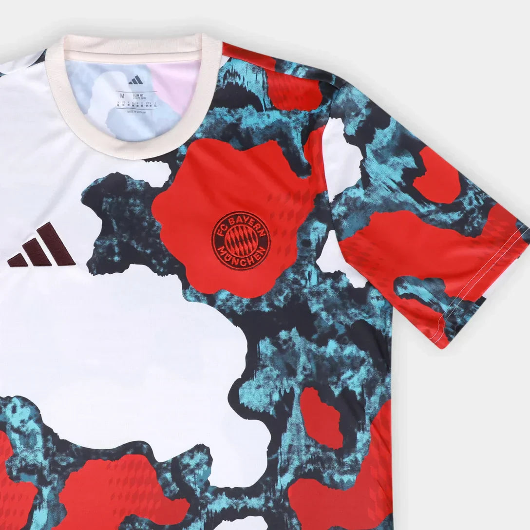 Camisa Bayern de Munique 25/26 Apresentação Adidas Masculina - Branco+Vermelho