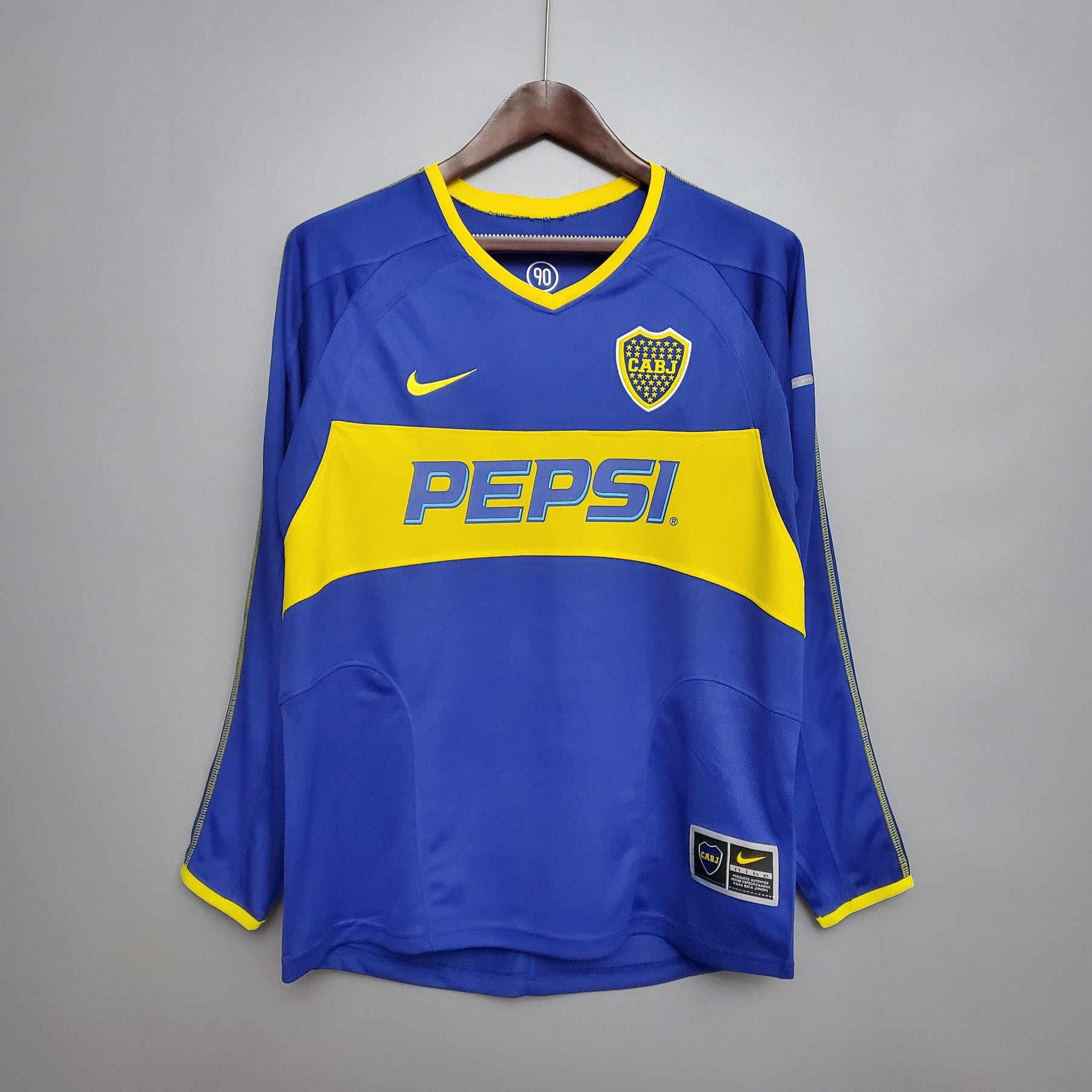 Camisa Manga Longa Retrô Boca Juniors 03/04 Nike - Azul e Amarelo