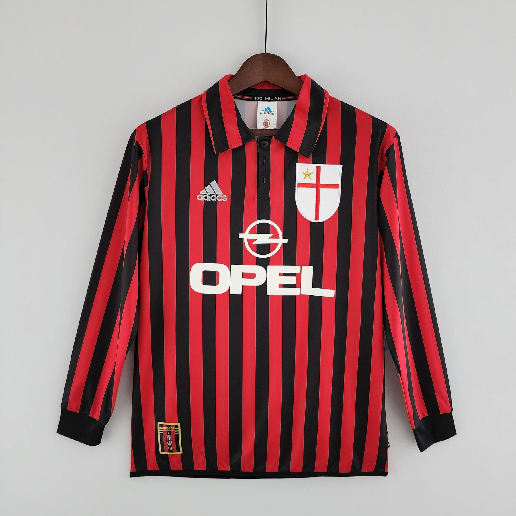 Camisa Manga Longa Retrô Milan 1999/2000 Adidas - Preto e Vermelho