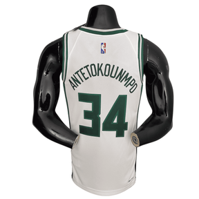 Camisa Milwaukee Bucks Giannis Antetokounmpo #34 Branca 2022 NBA