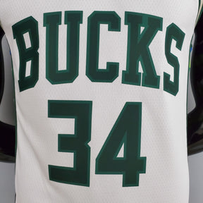 Camisa Milwaukee Bucks Giannis Antetokounmpo #34 Branca 2022 NBA