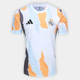 Camisa Real Madrid 25/26 Pré Jogo Adidas Masculina - Branco+Laranja