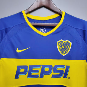 Camisa Manga Longa Retrô Boca Juniors 03/04 Nike - Azul e Amarelo