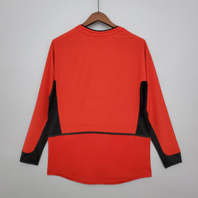 Camisa Manga Longa Manchester United Retrô 02/04 Nike - Vermelho