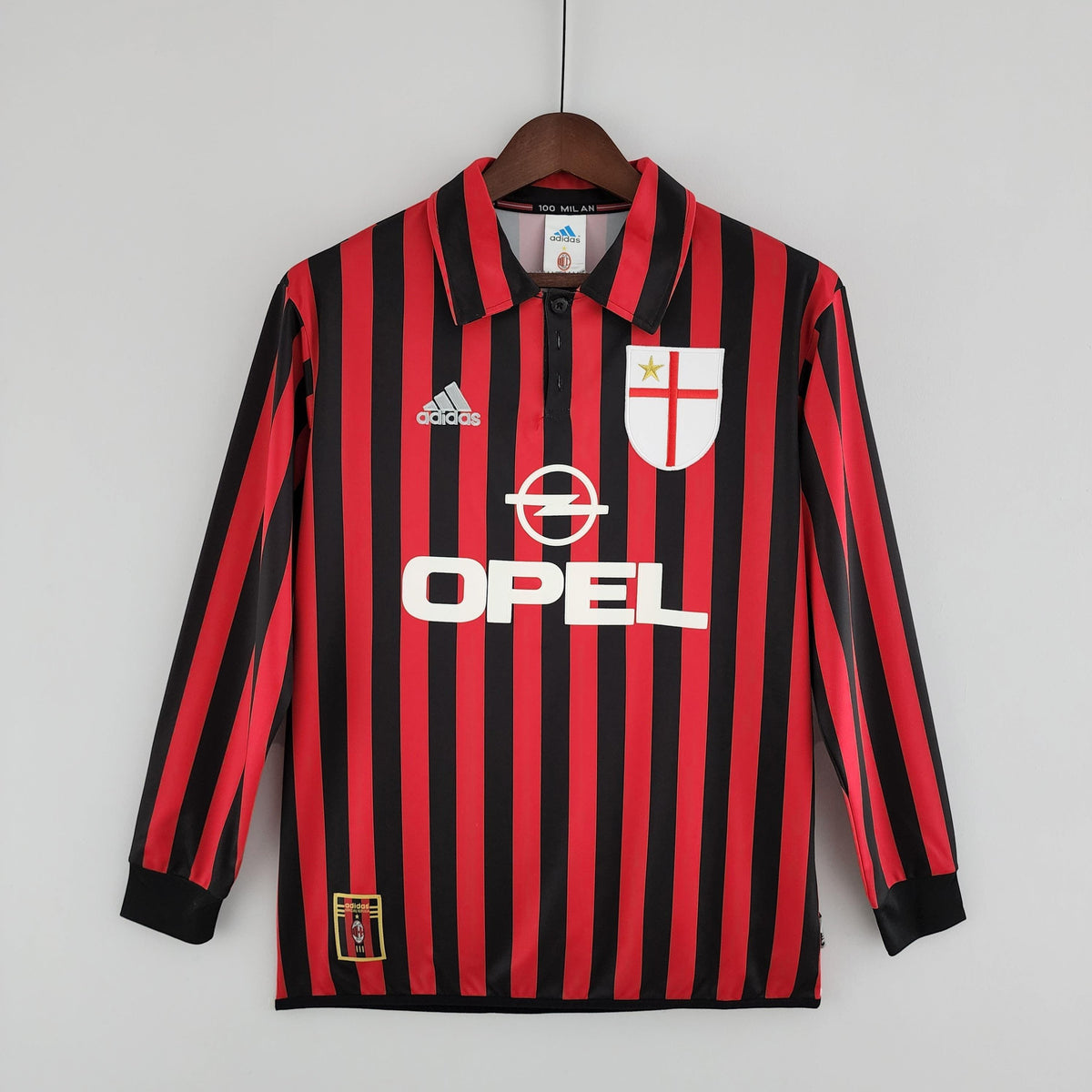 Camisa Manga Longa Retrô Milan 1999/2000 Adidas - Preto e Vermelho
