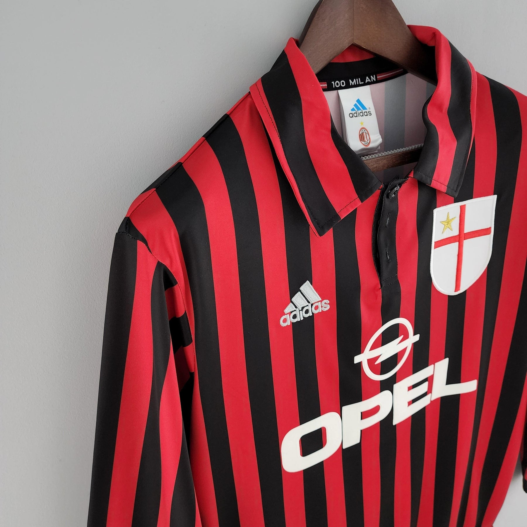 Camisa Manga Longa Retrô Milan 1999/2000 Adidas - Preto e Vermelho
