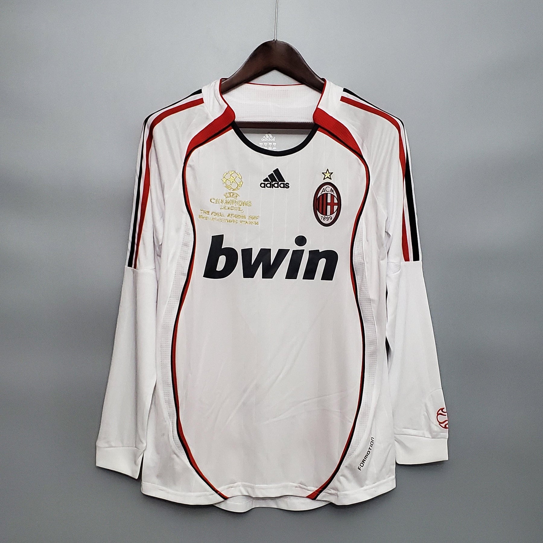 Camisa Manga Longa Retrô Milan Champions League 06/07 Adidas - Branco