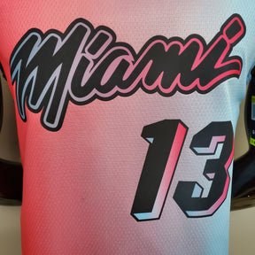 Camisa NBA Miami Heat Adebayo #13 City Edition Rosa e Azul