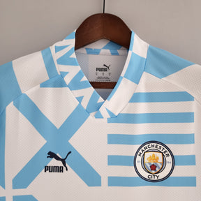 Camisa Manchester City 22/23 – Pré-Jogo Azul e Branco